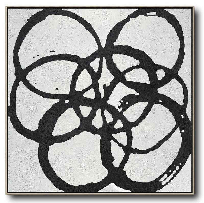 Handmade Large Contemporary Art,Oversized Minimal Black And White Painting - Hand Painted Acrylic Painting